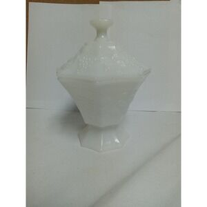 Vintage Octagon Anchor Hocking Milk Glass Candy Dish
